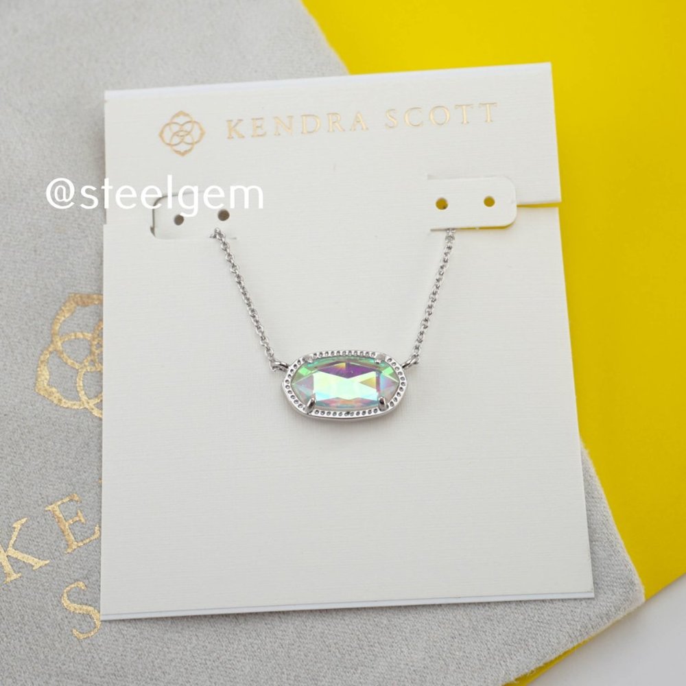 NEW - Kendra Scott Elisa Silver Necklace in Dichroic Glass